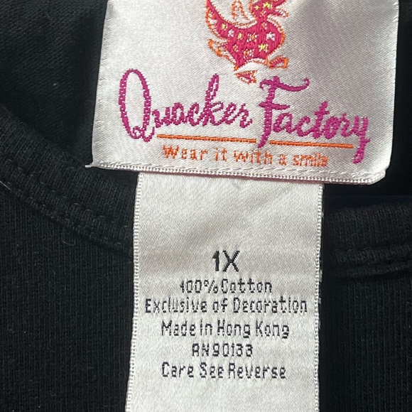 Quacker Factory “Frightful Nights” 1X Vintage Black top, MADE IN HONG KONG - Picture 3 of 6
